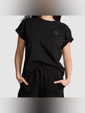 PINK Victoria's Secret Black Short Sleeve Tee with 'P' Chest Logo
